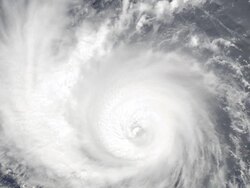 Slowly rotating cyclone viewed from space Stock Footage