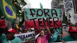 Demonstration in support of Brazil's impeached president Dilma Rousseff Stock Footage