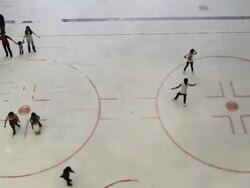 MS T/L HA People and children enjoying indoor ice skating / Hong Kong, China Stock Footage