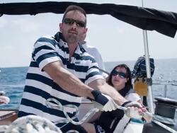 MS Man Tightening The Sail Stock Footage