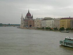 The Danube from the SzÃƒÂ©chenyi Chain Bridge, facing North Stock Footage