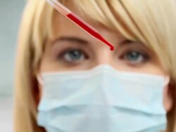 Scientist with a blood sample Stock Footage