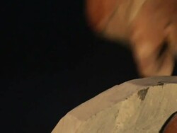 CU TD Shot of rock carving / Arviat, Nunavut, Canada Stock Footage