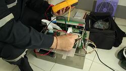 Engineer work with industrial part Stock Footage