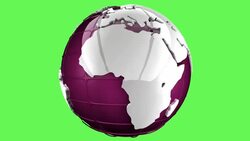 Pink planet earth globe on green matte Stock Footage