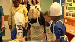 The Duchess of Cornwall visits Barn Croft Primary School as part of Commonwealth Day celebrations. News Clip