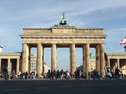 Brandenburg Gate and Traffic Stock Footage