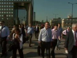 London Bridge commuters Olympic London General Views Stock Footage