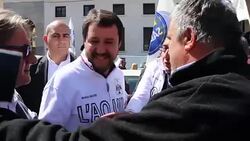 Matteo Salvini in L'Aquila Stock Footage