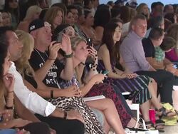 Audience members take in the show at Aguaclara, Aquarella, Mia Marcelle, Sauvage, Toxic Sadie Swimwear - Mercedes-Benz Fashion Week Swim 2015 Stock Footage