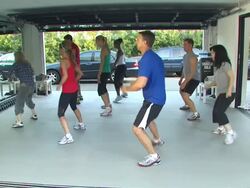 Kate Lang Johnson, Amber Lancaster, Kara Taitz at the Muscle Milk Women's Fitness Retreat at Beverly Hills CA. (Footage by WireImage Video/GettyImages) Stock Footage