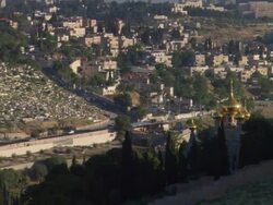 MS ZO Russian Orthodox Church set on  hillside  / Jerualem, Israel Stock Footage