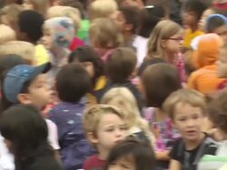 ATMOSPHERE: Children at the Jonas Brothers Surprise 25 Teachers with $25,000 in School Supplies on Behalf of OfficeMax's 'A Day Made Better' Cause! at Los Angeles CA. (Footage by WireImage Video/GettyImages) Stock Footage