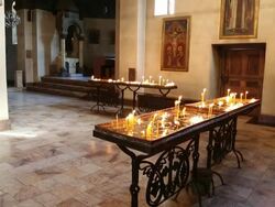 Vagharshapat, Echmiadzin cathedral, interior view Stock Footage