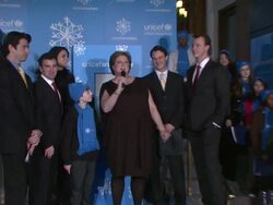 SPEECH: Caryl Stern thanks everyone for coming out at the 10th Anniversary Of The UNICEF Snowflake Lighting at New York NY Stock Footage