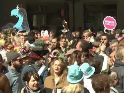 NYC's Annual Easter Bonnet Parade Stock Footage
