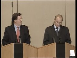 NATO SecGen Robertson and Russian Premier Putin at NATO HQ News Clip