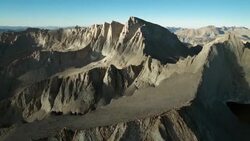 Aerial view of the Sierra Crest with Mount Whitney. Stock Footage