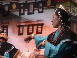 MS ZI People dancing in circle in traditional Indian costumes AUDIO / Dharamsala, Himachal Pradesh, India Stock Footage