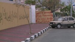 CLEAN : Gaza graffiti protest over Charlie Hebdo prophet cartoon News Clip