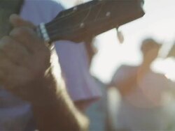 CU Beach musicians sing and play instruments on Ipanema beach / Rio de Janeiro, Brazil Stock Footage