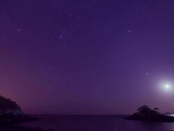 WS T/L View of Milky way moving across night sky at Solseom island / Buan, Jeollabuk-do, South Korea Stock Footage