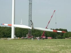 WS View of construction of wind turbine / Kirf, Rhineland Palatinate, Germany Stock Footage