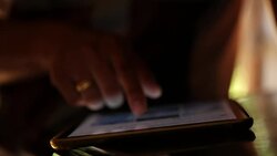 Hands using digital tablet computer, Slow motion Stock Footage