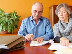 Taxes & Home Finances PM Jib Down Stock Footage