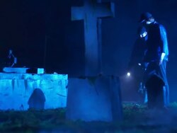 HD DOLLY: Security Guards Checking The Cemetery Stock Footage