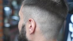 brutal barber clipper mows bearded hipster Stock Footage