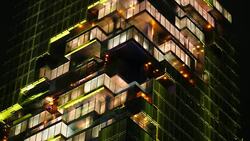 4k Light Show On Building Stock Footage