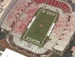 WS AERIAL ZI View of Carter Finley Stadium - during game / North Carolina, United States Stock Footage