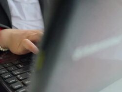 Businesswoman Typing On Laptop Keyboard,Dolly shot Stock Footage