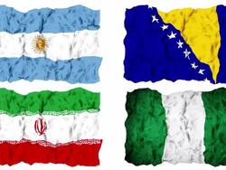 Brazil world cup 2014 group F flags Stock Footage