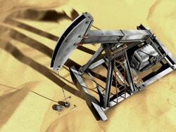 Oil Pump in Desert (loop) Top down view Stock Footage