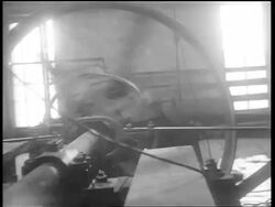 B/W 1932 spinning machinery / whiskey production, Louisville, KY Stock Footage