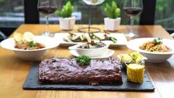 Crane shot of Dining Table background Stock Footage