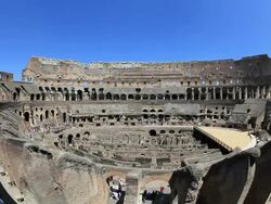 Rome Coliseum on blue sky Background, Italy Stock Footage