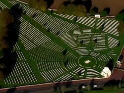 AERIAL large WWI cemetary at N-D de Lorette/ Picardy, France Stock Footage