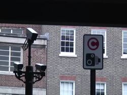 Traffic Control and Climate Change: Congestion Pricing Camera, Sign: Push Stock Footage