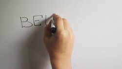 Hand writing title 'BELIEVE YOU CAN'on white board Stock Footage