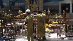 Bangkok Bombing Investigation at Erawan Shrine Stock Footage