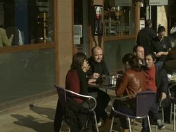 High Speed Driving past roadside cafe, Spain Stock Footage