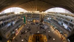 Center of New Industries and Technologies or CNIT building, interior,  La Defense, Paris, France - Time lapse Stock Footage