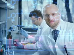 Scientists working in a research laboratory Stock Footage