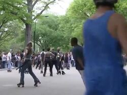 WS People skating and dancing in Central Park / New York, United States Stock Footage