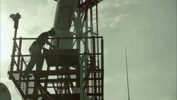 Technician works atop radar tower. Stock Footage