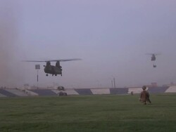 Chinooks Drop Supplies & Troops Boarding Chinook News Clip