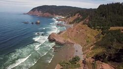 Cape Perpetuya Oregon drone shot Stock Footage